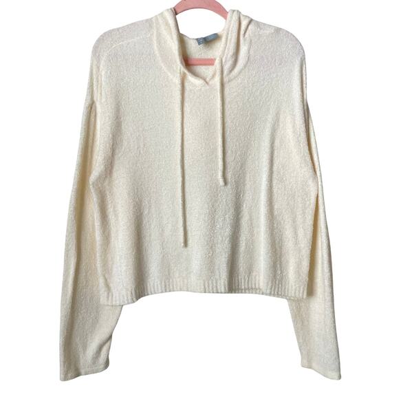 Anthropologie Sky & Sparrow Hoodie Womens XL Cream Fuzzy Knit Cozy Neutral Boho - Picture 1 of 10